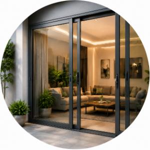 Cửa đi nhôm lùa tiết kiệm diện tích, tối ưu không gian